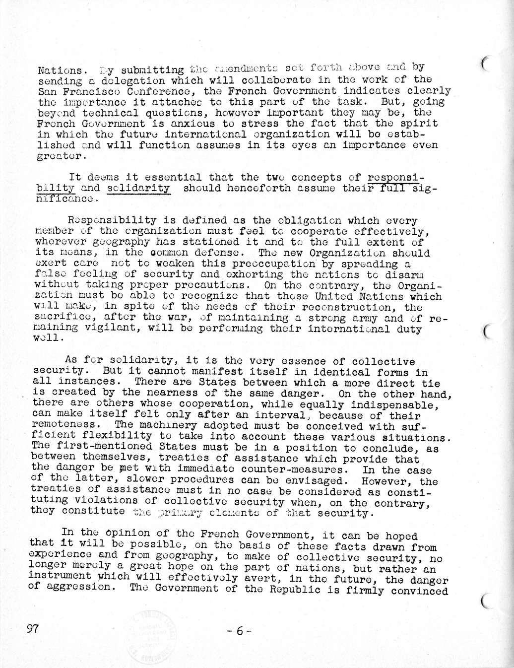 Report, Comments and Proposed Amendments Concerning the Dumbarton Oaks Proposals, Submitted by the Delegations to the United Nations Conference on International Organization