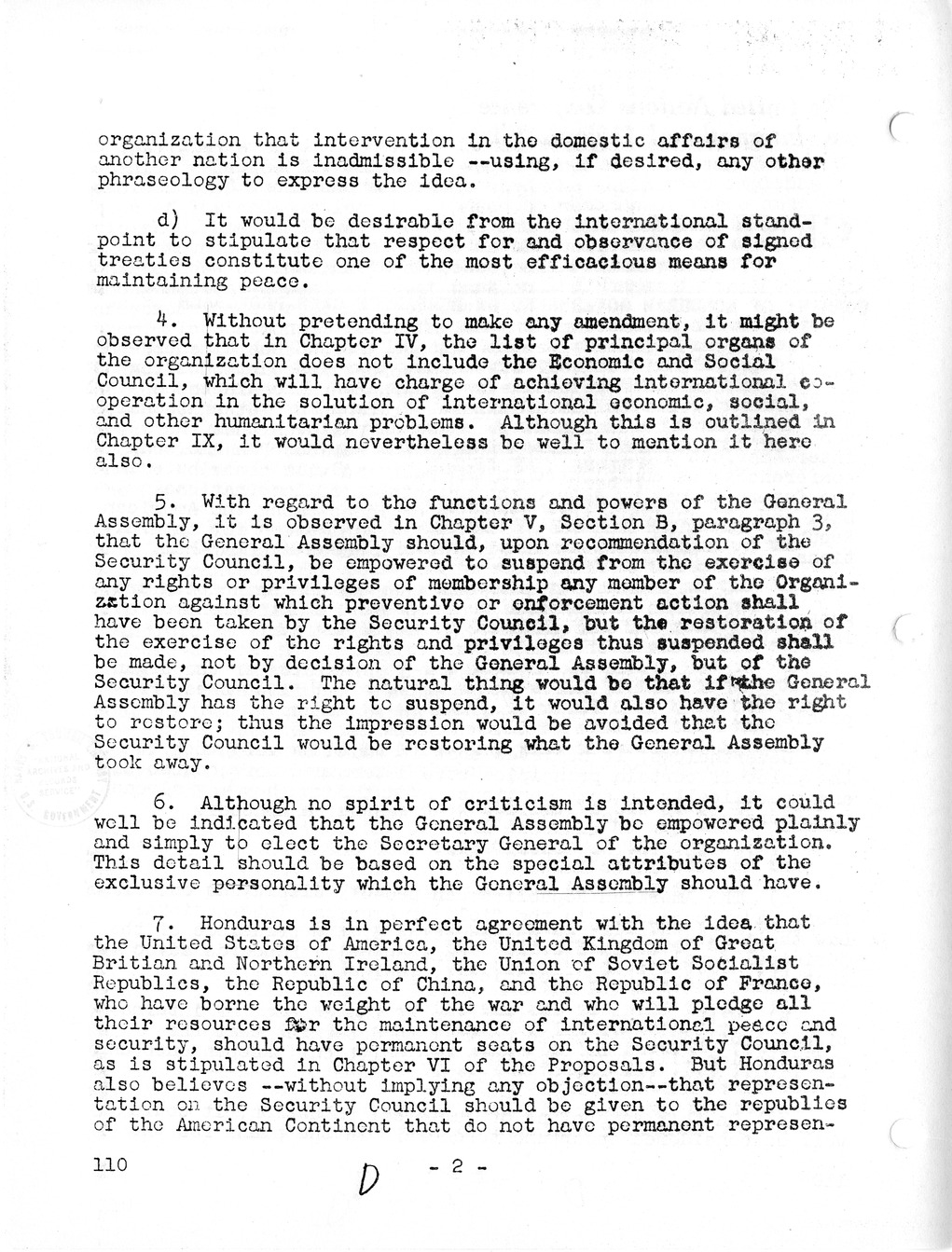Report, Comments and Proposed Amendments Concerning the Dumbarton Oaks Proposals, Submitted by the Delegations to the United Nations Conference on International Organization