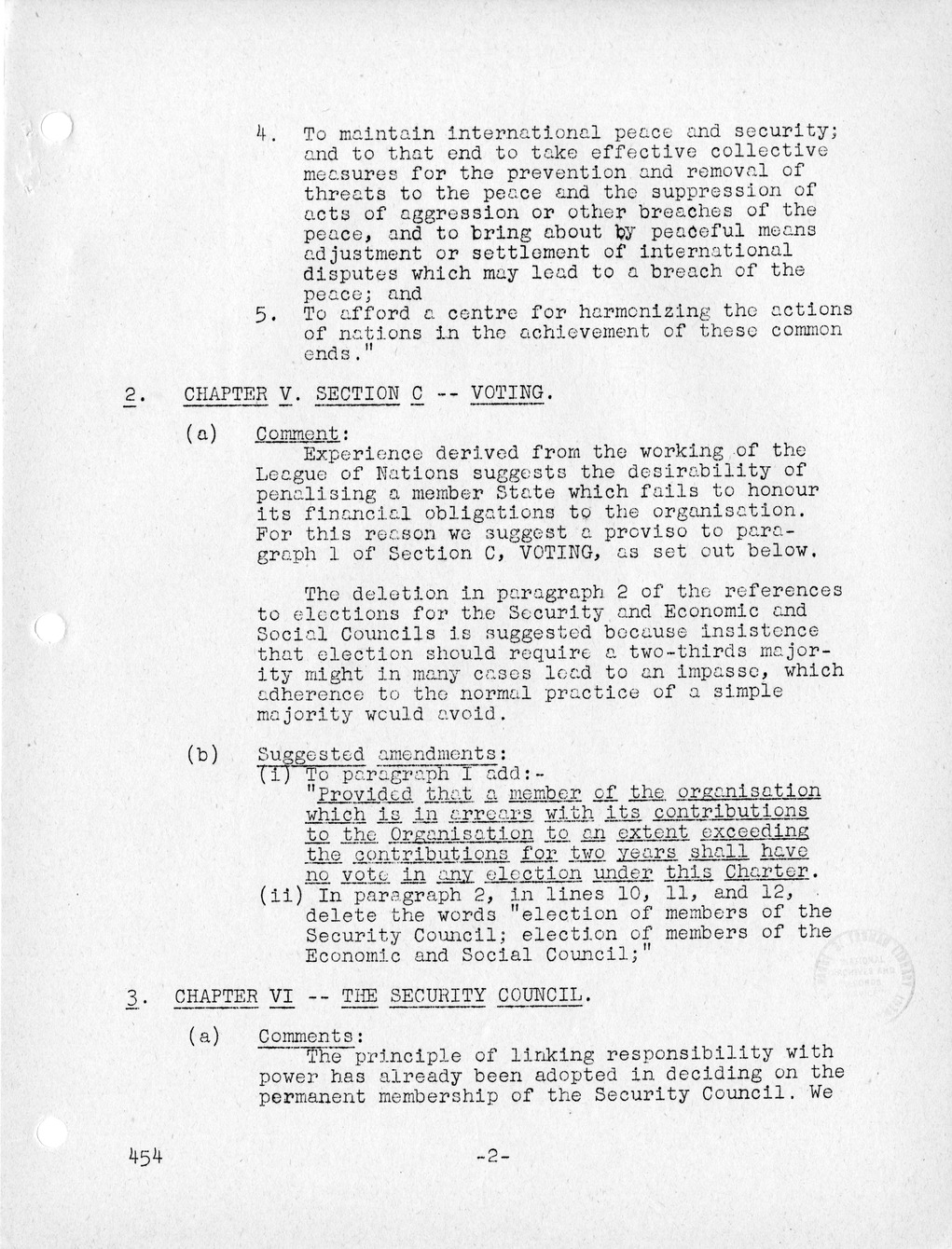 Report, Comments and Proposed Amendments Concerning the Dumbarton Oaks Proposals, Submitted by the Delegations to the United Nations Conference on International Organization