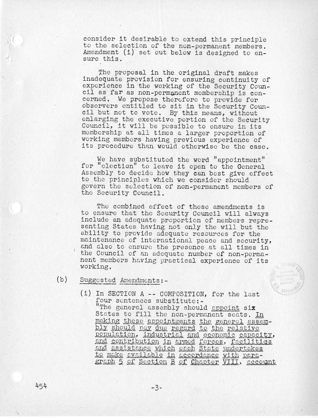 Report, Comments and Proposed Amendments Concerning the Dumbarton Oaks Proposals, Submitted by the Delegations to the United Nations Conference on International Organization