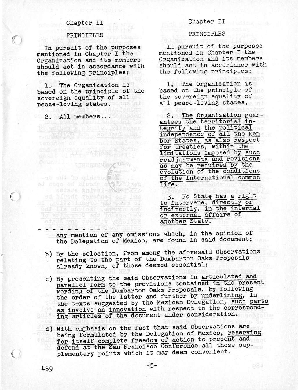 Report, Comments and Proposed Amendments Concerning the Dumbarton Oaks Proposals, Submitted by the Delegations to the United Nations Conference on International Organization
