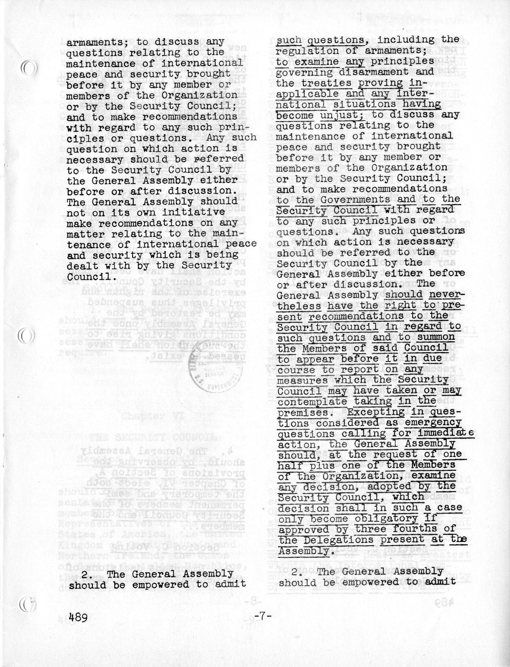 Report, Comments and Proposed Amendments Concerning the Dumbarton Oaks Proposals, Submitted by the Delegations to the United Nations Conference on International Organization