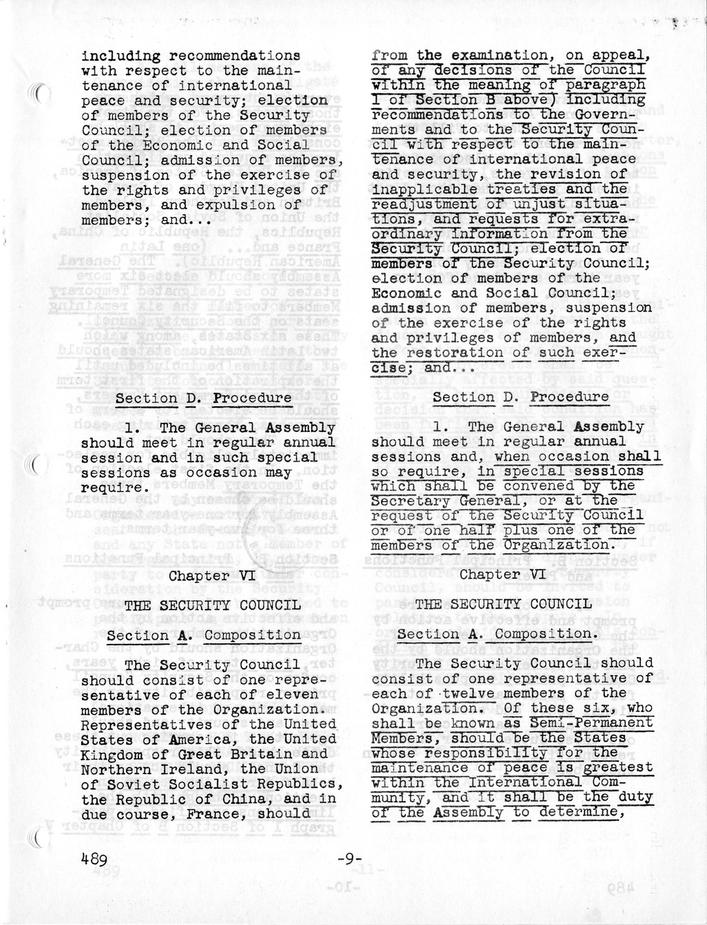 Report, Comments and Proposed Amendments Concerning the Dumbarton Oaks Proposals, Submitted by the Delegations to the United Nations Conference on International Organization