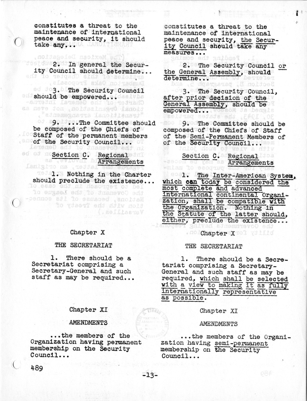 Report, Comments and Proposed Amendments Concerning the Dumbarton Oaks Proposals, Submitted by the Delegations to the United Nations Conference on International Organization