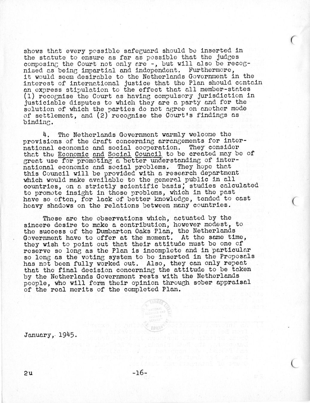 Report, Comments and Proposed Amendments Concerning the Dumbarton Oaks Proposals, Submitted by the Delegations to the United Nations Conference on International Organization