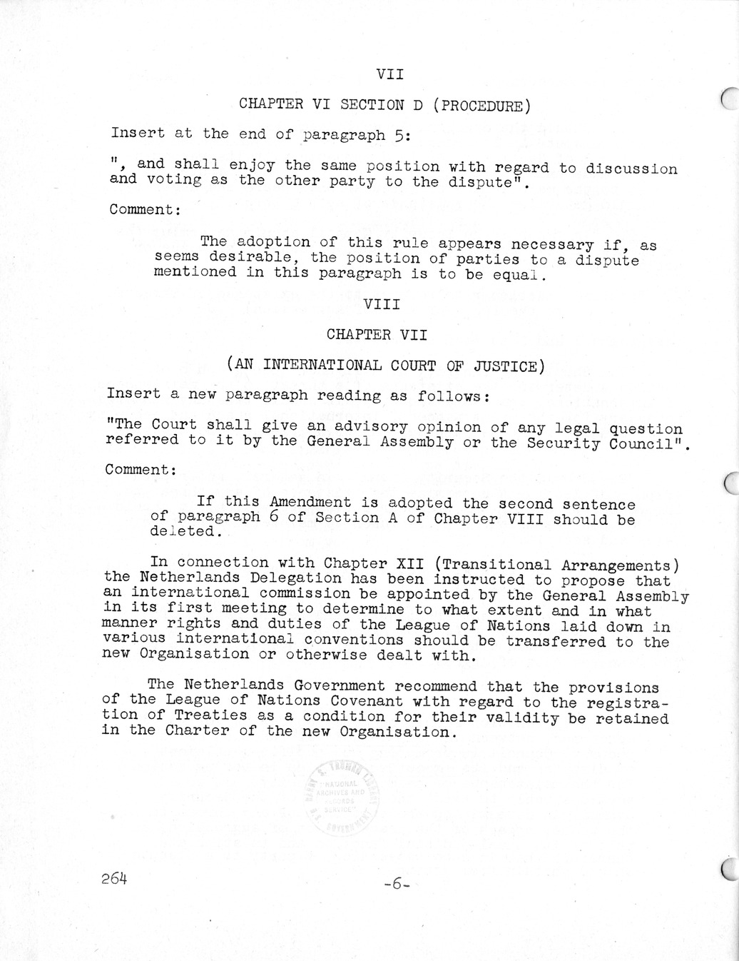 Report, Comments and Proposed Amendments Concerning the Dumbarton Oaks Proposals, Submitted by the Delegations to the United Nations Conference on International Organization