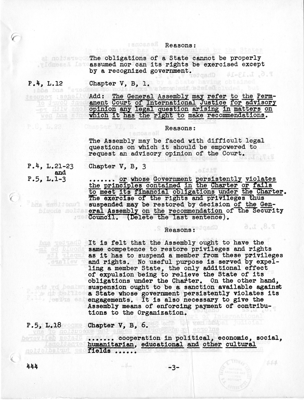 Report, Comments and Proposed Amendments Concerning the Dumbarton Oaks Proposals, Submitted by the Delegations to the United Nations Conference on International Organization