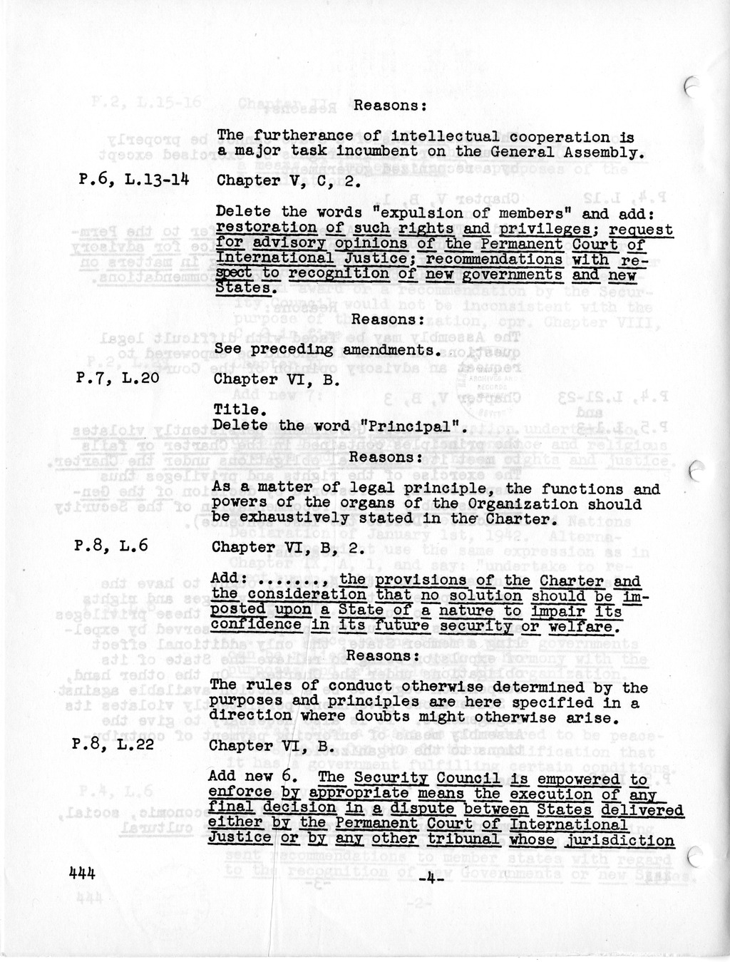 Report, Comments and Proposed Amendments Concerning the Dumbarton Oaks Proposals, Submitted by the Delegations to the United Nations Conference on International Organization