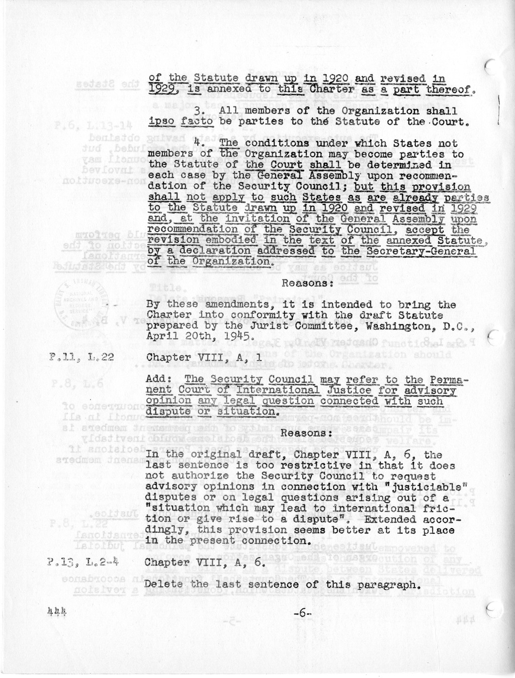 Report, Comments and Proposed Amendments Concerning the Dumbarton Oaks Proposals, Submitted by the Delegations to the United Nations Conference on International Organization