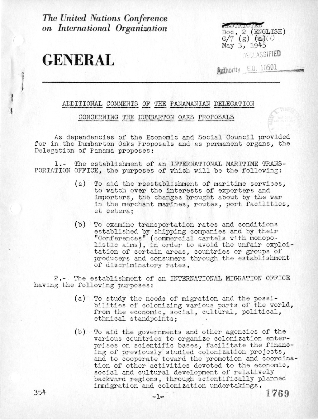 Report, Comments and Proposed Amendments Concerning the Dumbarton Oaks Proposals, Submitted by the Delegations to the United Nations Conference on International Organization