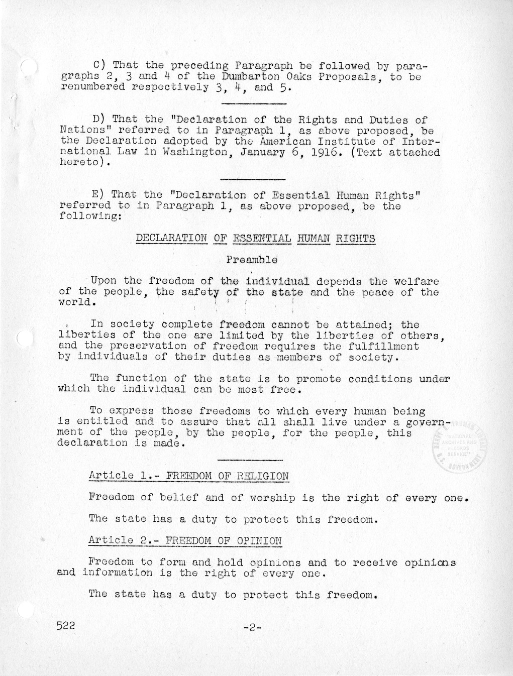 Report, Comments and Proposed Amendments Concerning the Dumbarton Oaks Proposals, Submitted by the Delegations to the United Nations Conference on International Organization