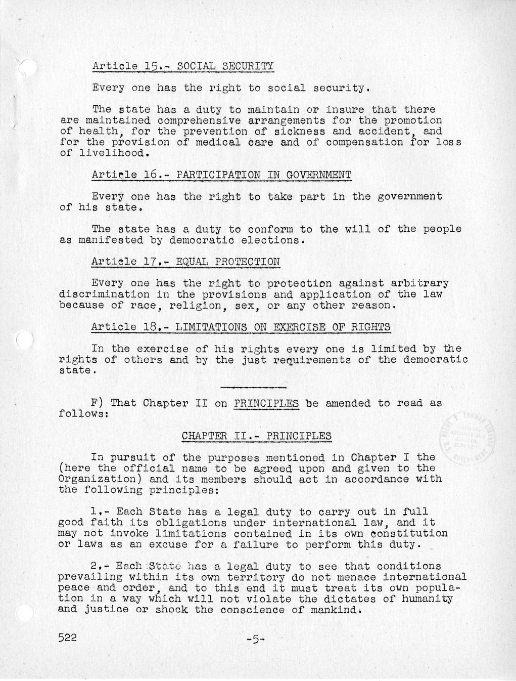 Report, Comments and Proposed Amendments Concerning the Dumbarton Oaks Proposals, Submitted by the Delegations to the United Nations Conference on International Organization