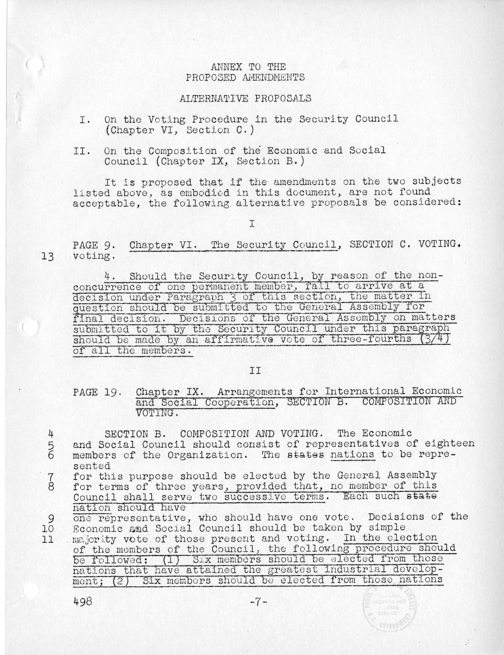 Report, Comments and Proposed Amendments Concerning the Dumbarton Oaks Proposals, Submitted by the Delegations to the United Nations Conference on International Organization