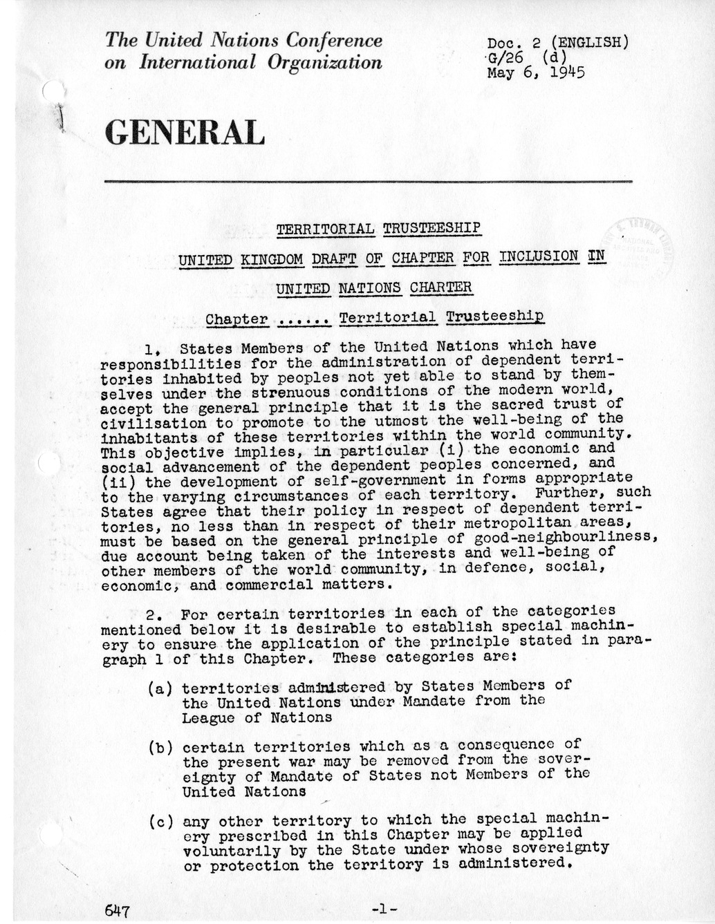 Report, Comments and Proposed Amendments Concerning the Dumbarton Oaks Proposals, Submitted by the Delegations to the United Nations Conference on International Organization