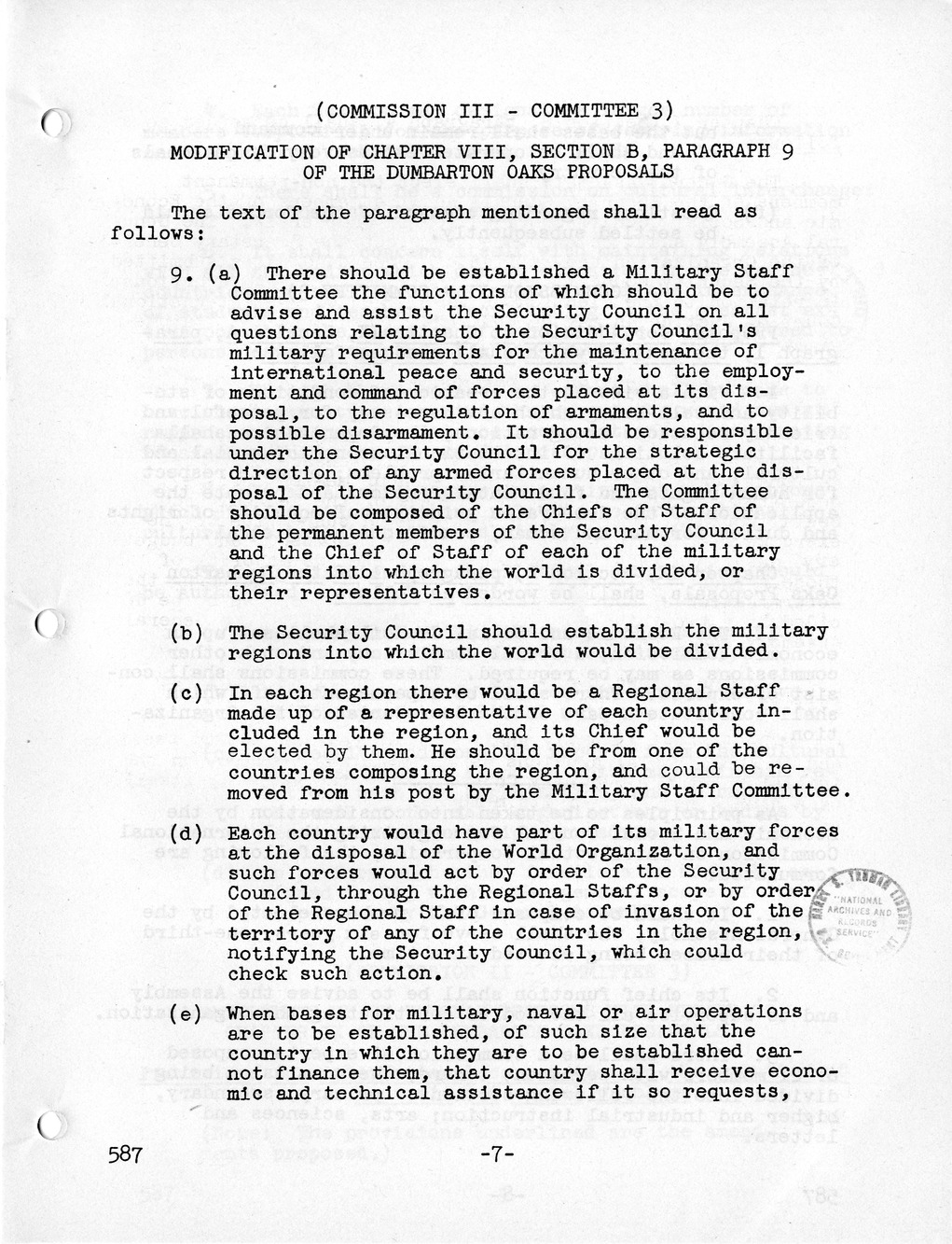 Report, Comments and Proposed Amendments Concerning the Dumbarton Oaks Proposals, Submitted by the Delegations to the United Nations Conference on International Organization