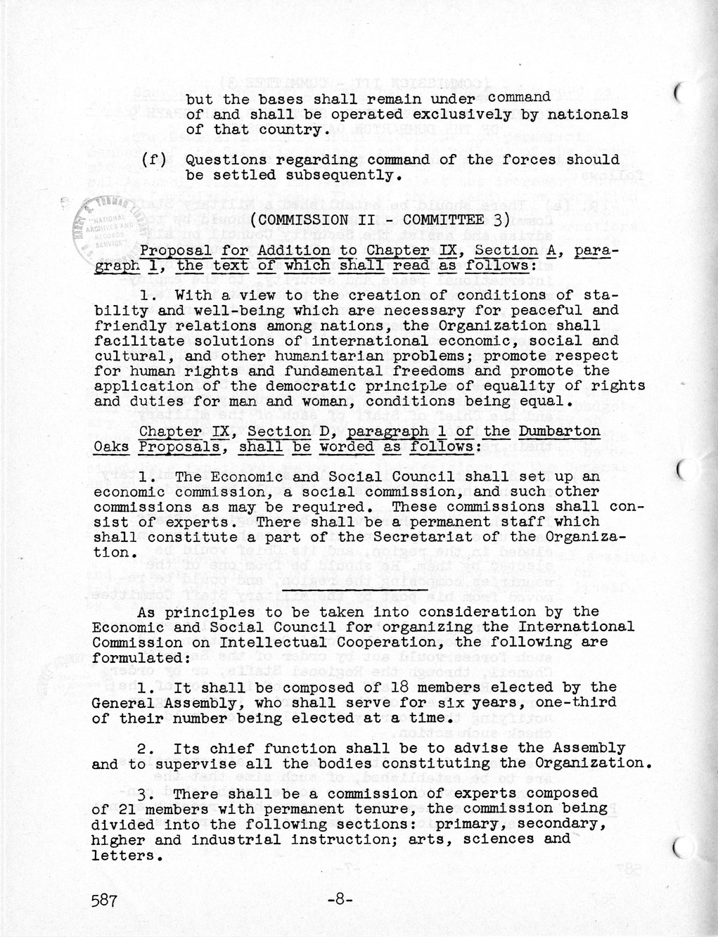 Report, Comments and Proposed Amendments Concerning the Dumbarton Oaks Proposals, Submitted by the Delegations to the United Nations Conference on International Organization