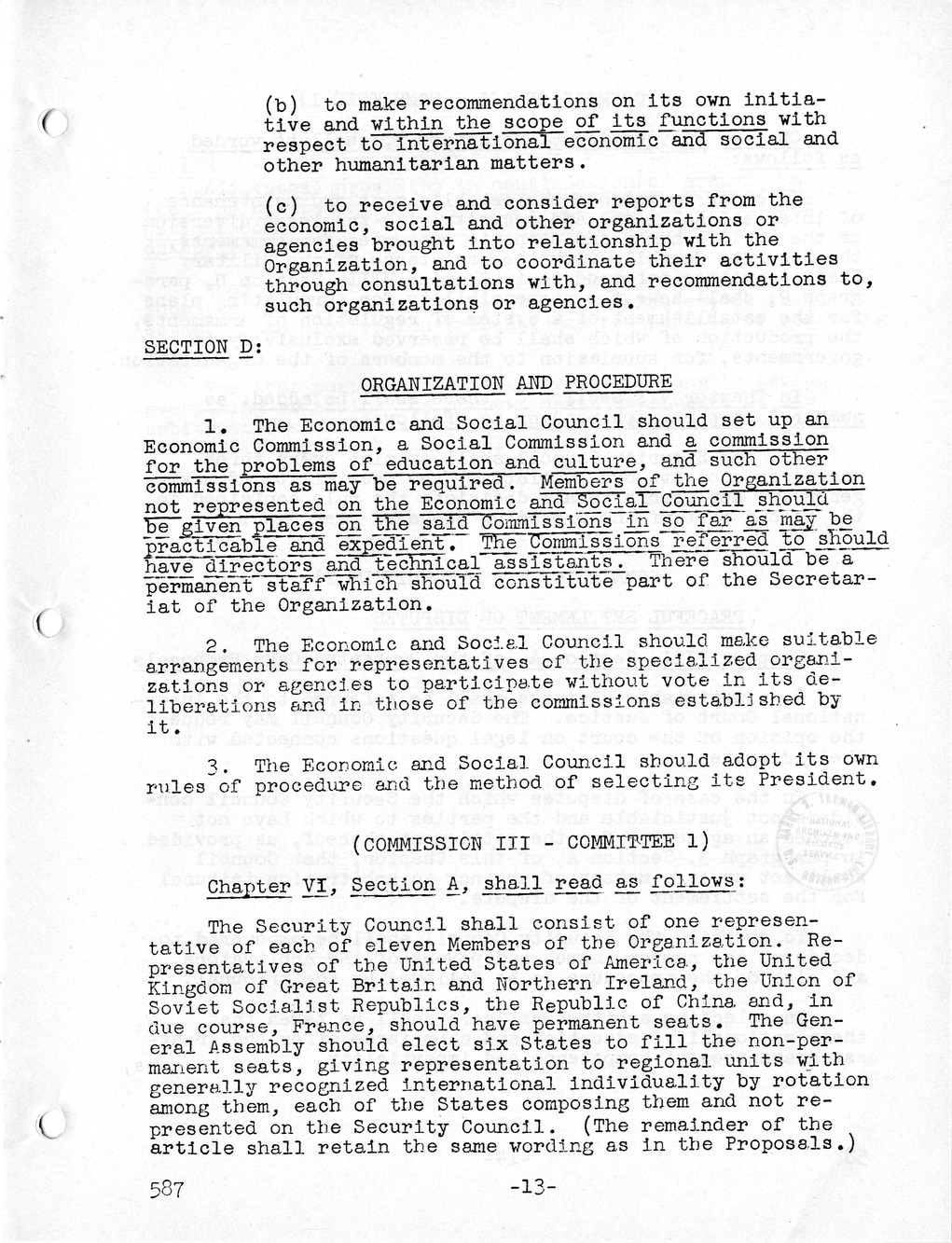 Report, Comments and Proposed Amendments Concerning the Dumbarton Oaks Proposals, Submitted by the Delegations to the United Nations Conference on International Organization