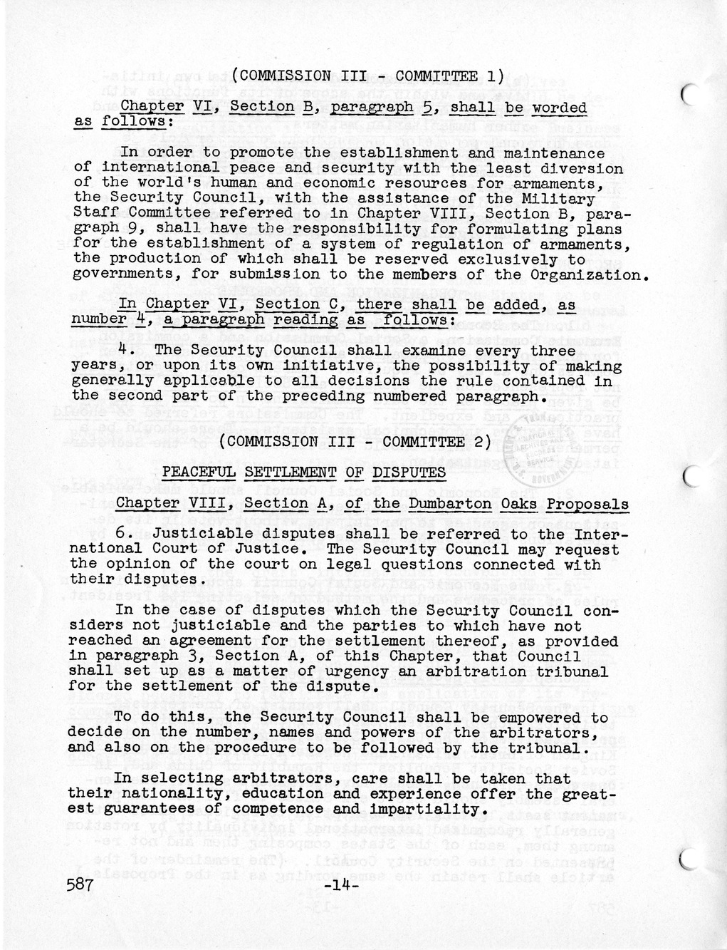 Report, Comments and Proposed Amendments Concerning the Dumbarton Oaks Proposals, Submitted by the Delegations to the United Nations Conference on International Organization