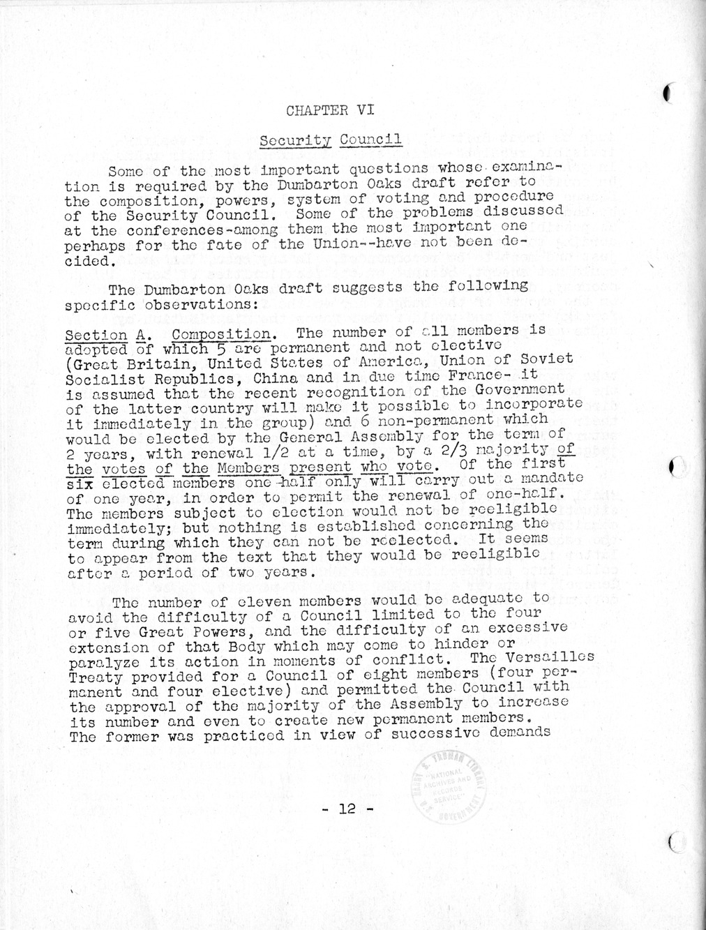 Report, Comments and Proposed Amendments Concerning the Dumbarton Oaks Proposals, Submitted by the Delegations to the United Nations Conference on International Organization