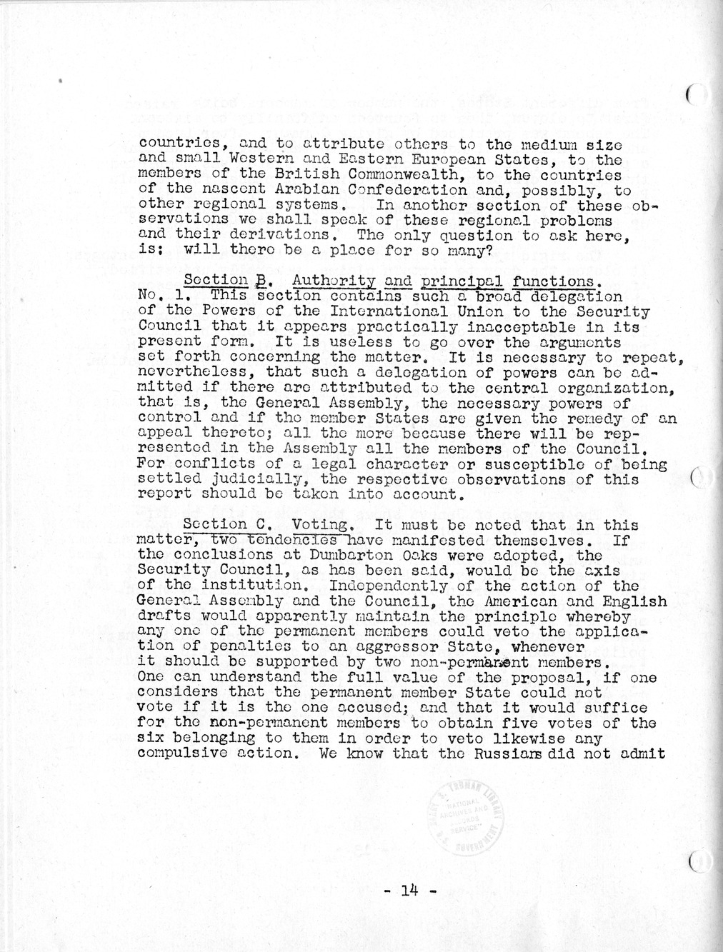 Report, Comments and Proposed Amendments Concerning the Dumbarton Oaks Proposals, Submitted by the Delegations to the United Nations Conference on International Organization