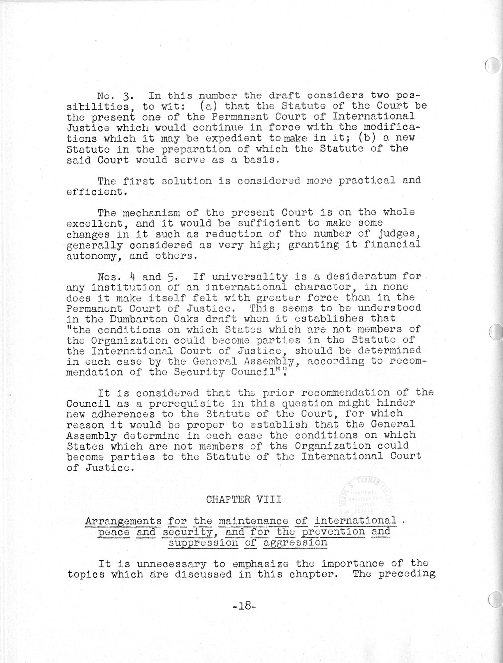 Report, Comments and Proposed Amendments Concerning the Dumbarton Oaks Proposals, Submitted by the Delegations to the United Nations Conference on International Organization