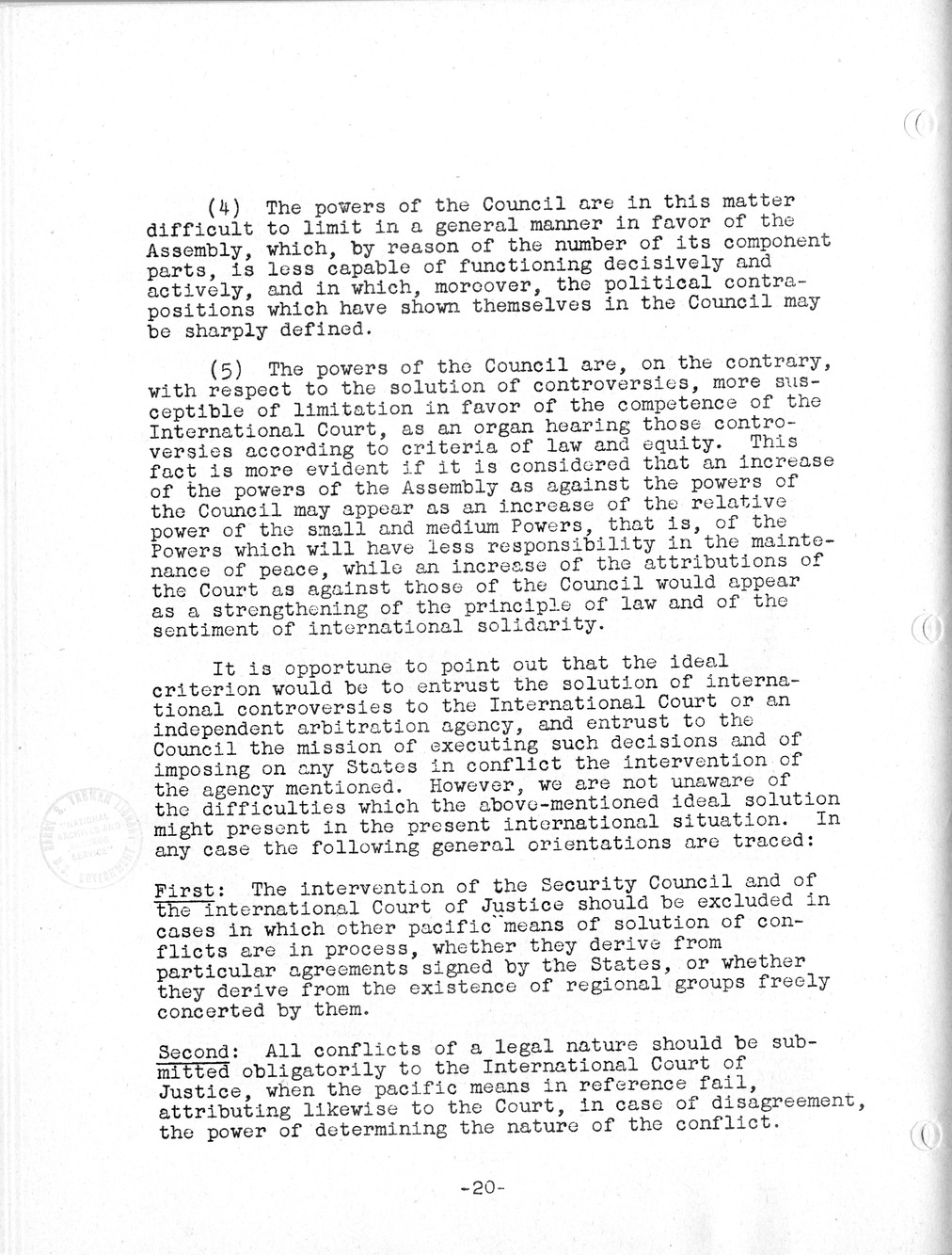 Report, Comments and Proposed Amendments Concerning the Dumbarton Oaks Proposals, Submitted by the Delegations to the United Nations Conference on International Organization
