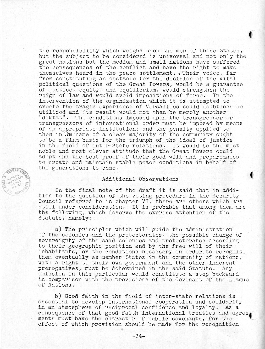 Report, Comments and Proposed Amendments Concerning the Dumbarton Oaks Proposals, Submitted by the Delegations to the United Nations Conference on International Organization
