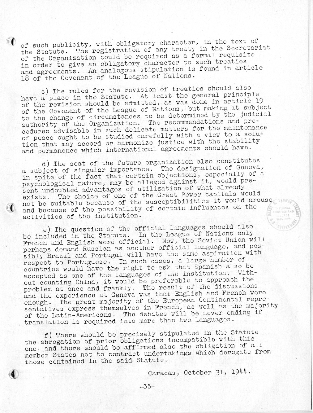 Report, Comments and Proposed Amendments Concerning the Dumbarton Oaks Proposals, Submitted by the Delegations to the United Nations Conference on International Organization