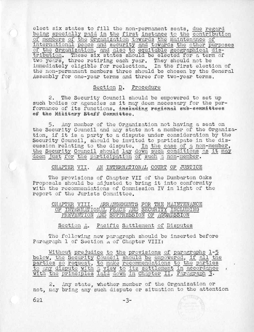 Report, Comments and Proposed Amendments Concerning the Dumbarton Oaks Proposals, Submitted by the Delegations to the United Nations Conference on International Organization