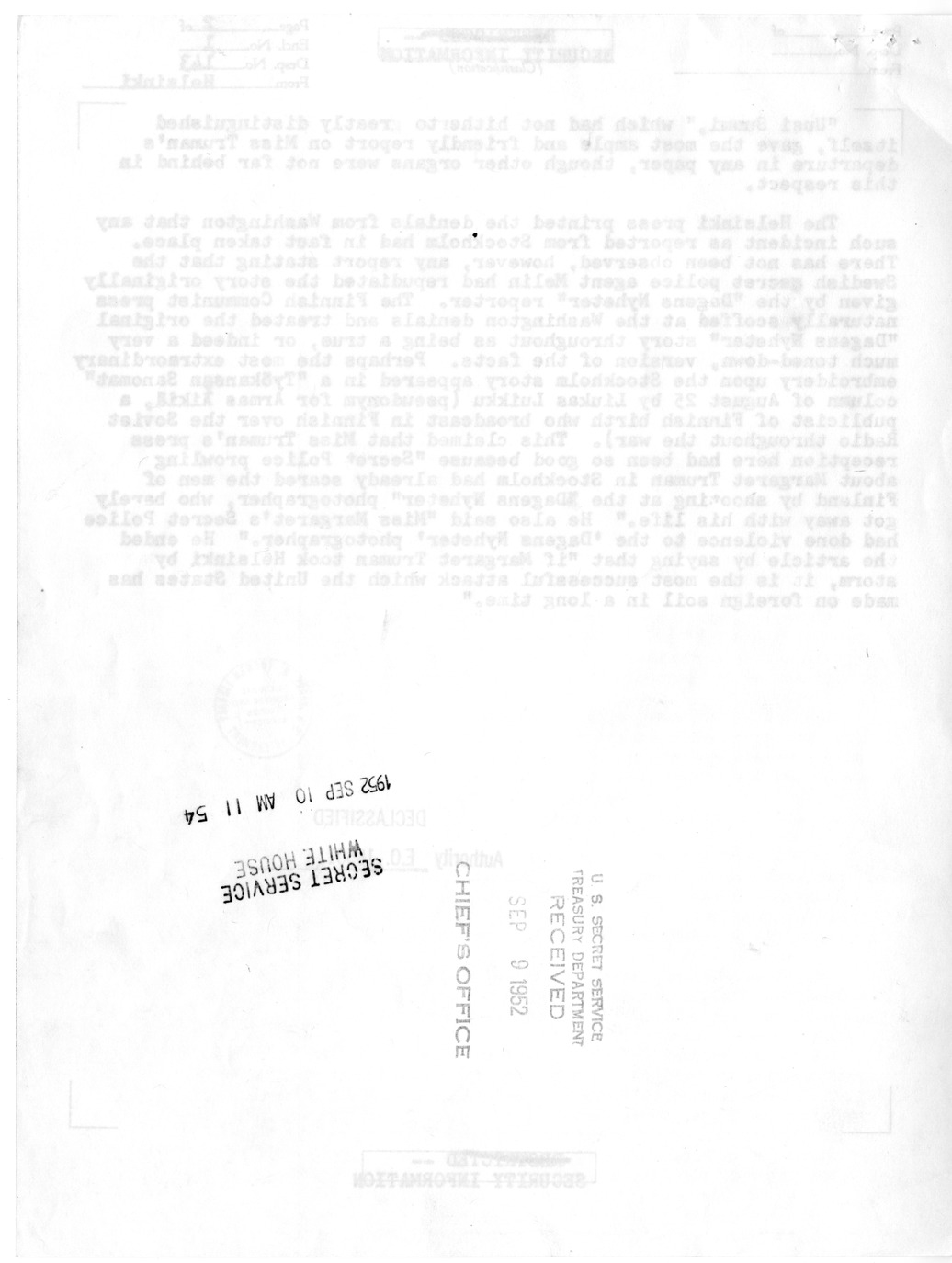 Foreign Service Despatch from H. Bartlett Wells to Department of State , with Attached Memorandum