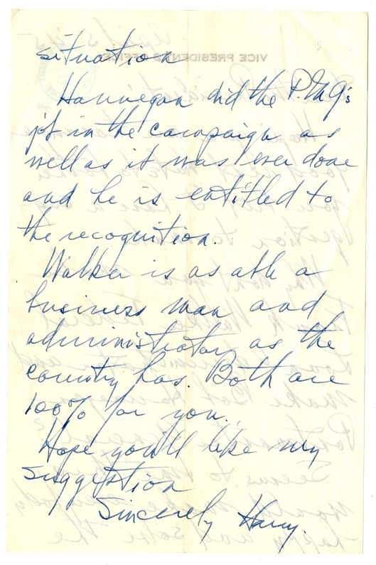 Correspondence Between President Franklin D. Roosevelt and Vice President Harry S. Truman