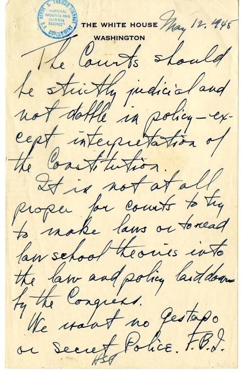 Longhand Note of President Harry S. Truman