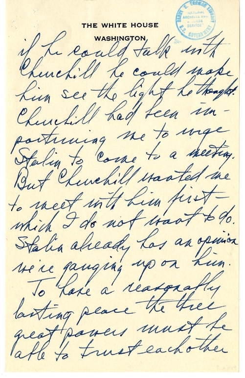 Longhand Note of President Harry S. Truman