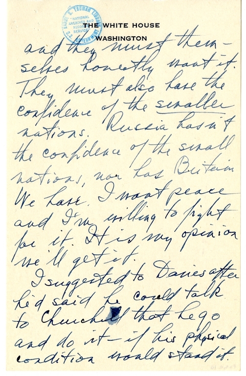 Longhand Note of President Harry S. Truman