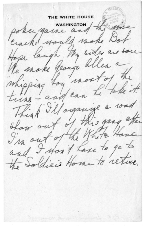 Longhand Note of President Harry S. Truman