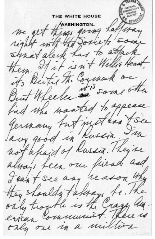 Longhand Note of President Harry S. Truman [includes June 7 and 13, 1945]