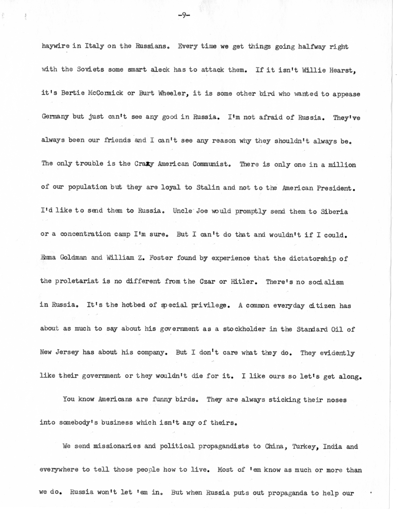Typed Note of President Harry S. Truman [includes June 1, 4, 5, 7, and 13, 1945]