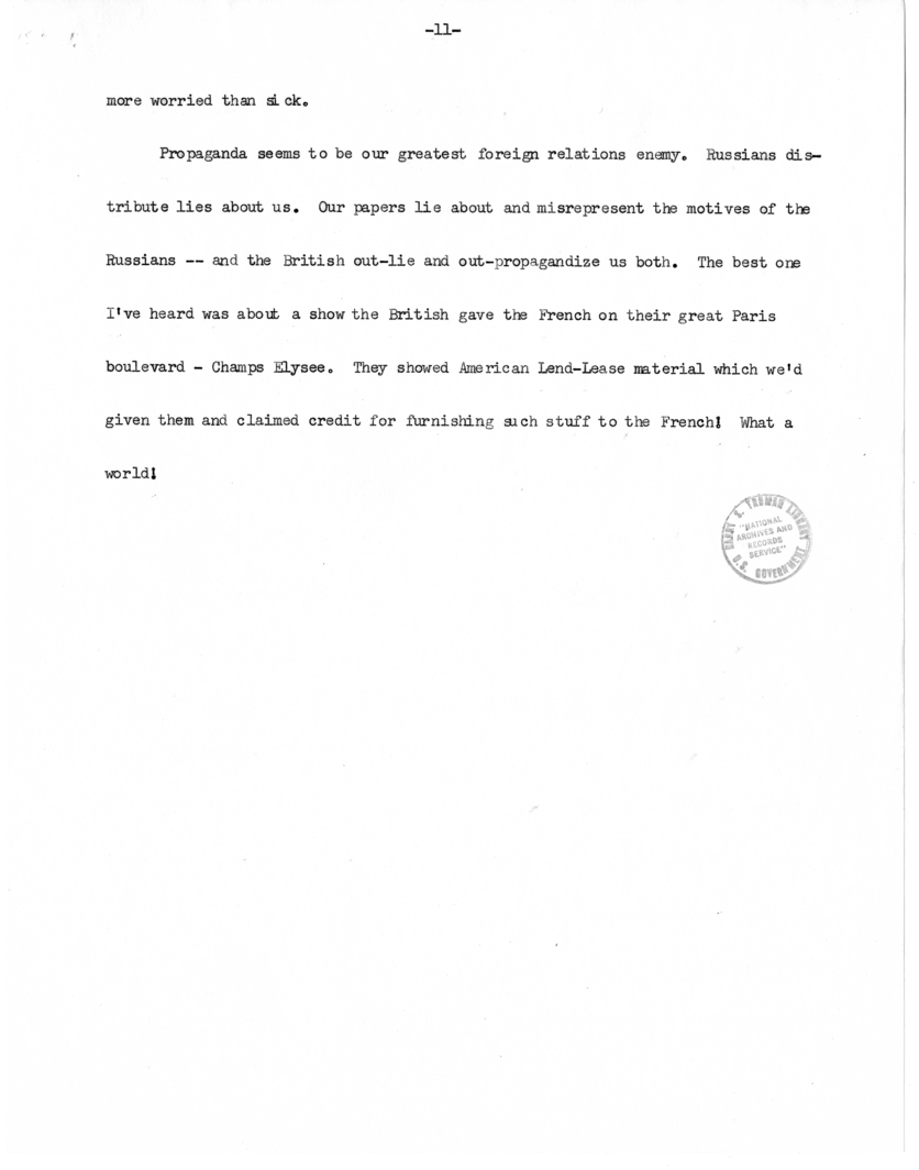 Typed Note of President Harry S. Truman [includes June 1, 4, 5, 7, and 13, 1945]