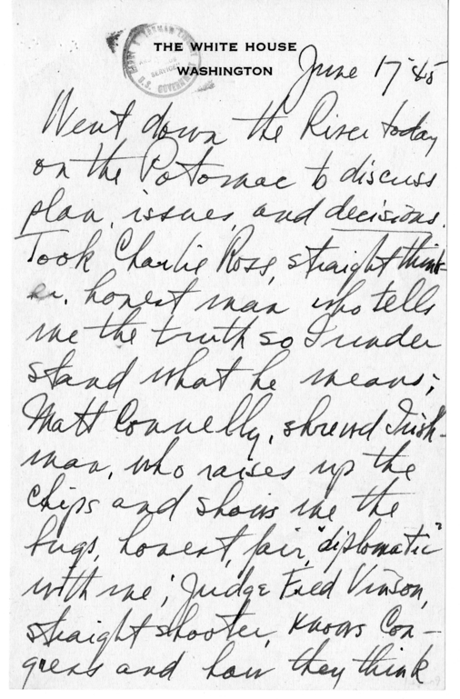 Longhand Note of President Harry S. Truman [includes July 4, 1945]