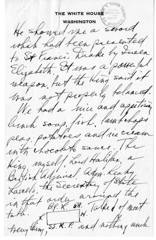 Longhand Note of President Harry S. Truman