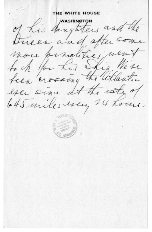 Longhand Note of President Harry S. Truman