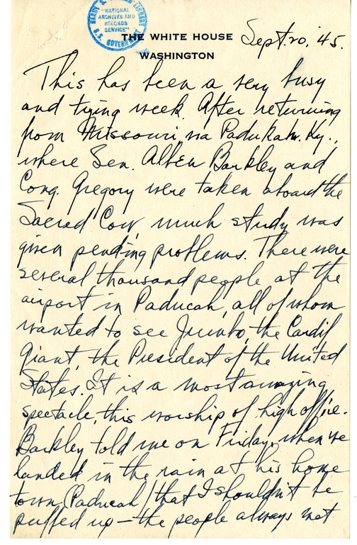 Longhand Note of President Harry S. Truman