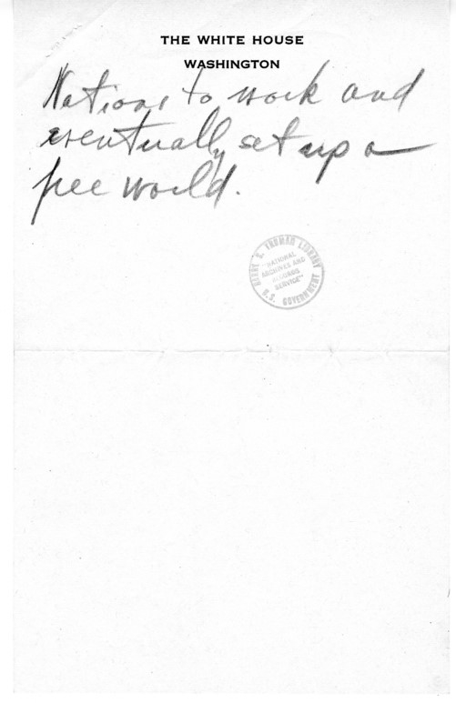 Longhand Note of President Harry S. Truman