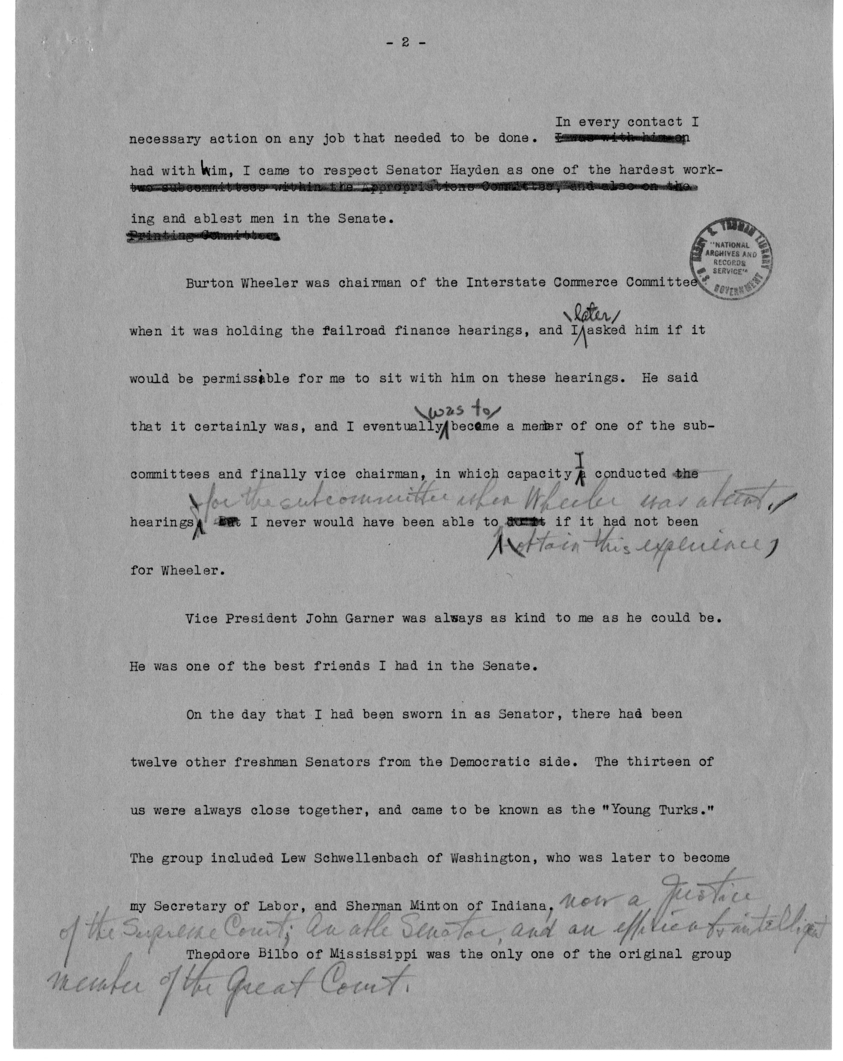 Typed and Longhand Note of President Harry S. Truman