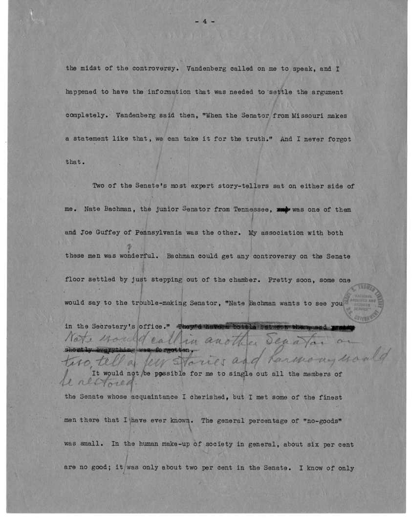 Typed and Longhand Note of President Harry S. Truman