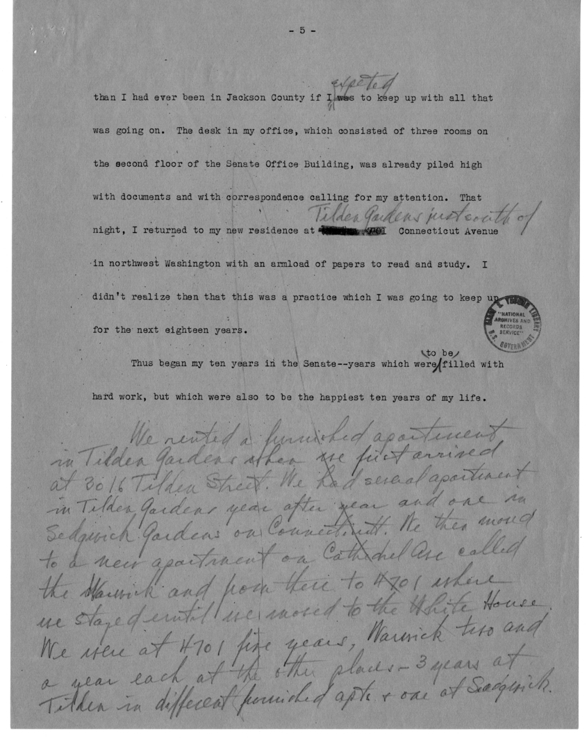 Typed and Longhand Note of President Harry S. Truman