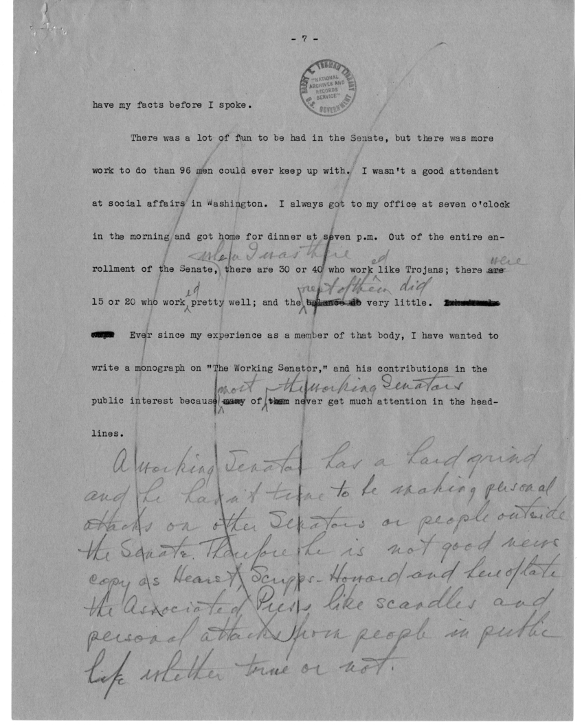 Typed and Longhand Note of President Harry S. Truman