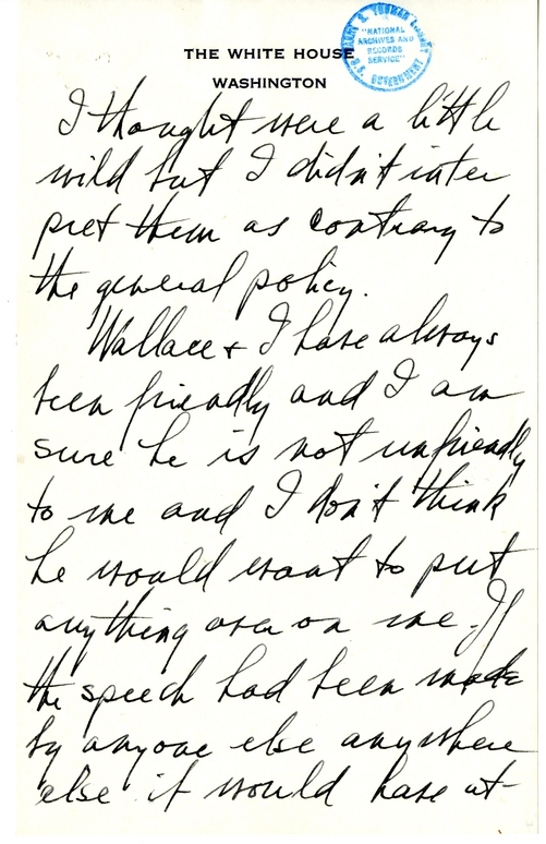 Longhand Note of President Harry S. Truman