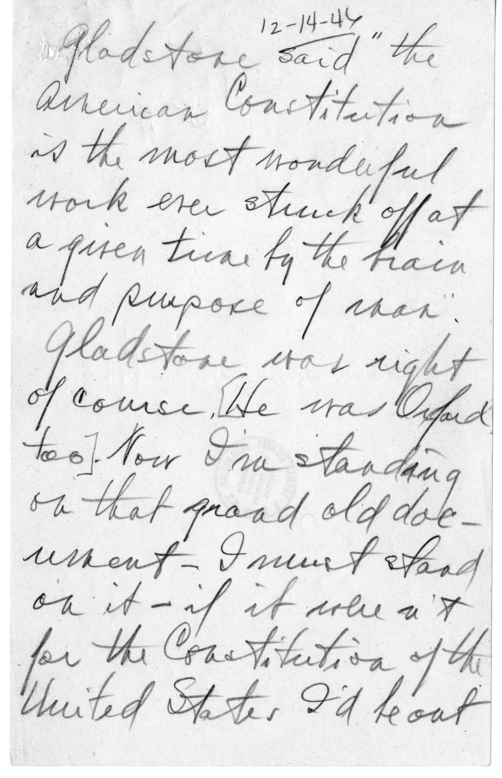 Longhand Note President Harry S. Truman