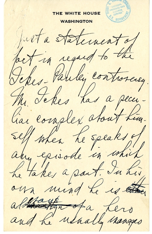 Longhand Note of President Harry S. Truman